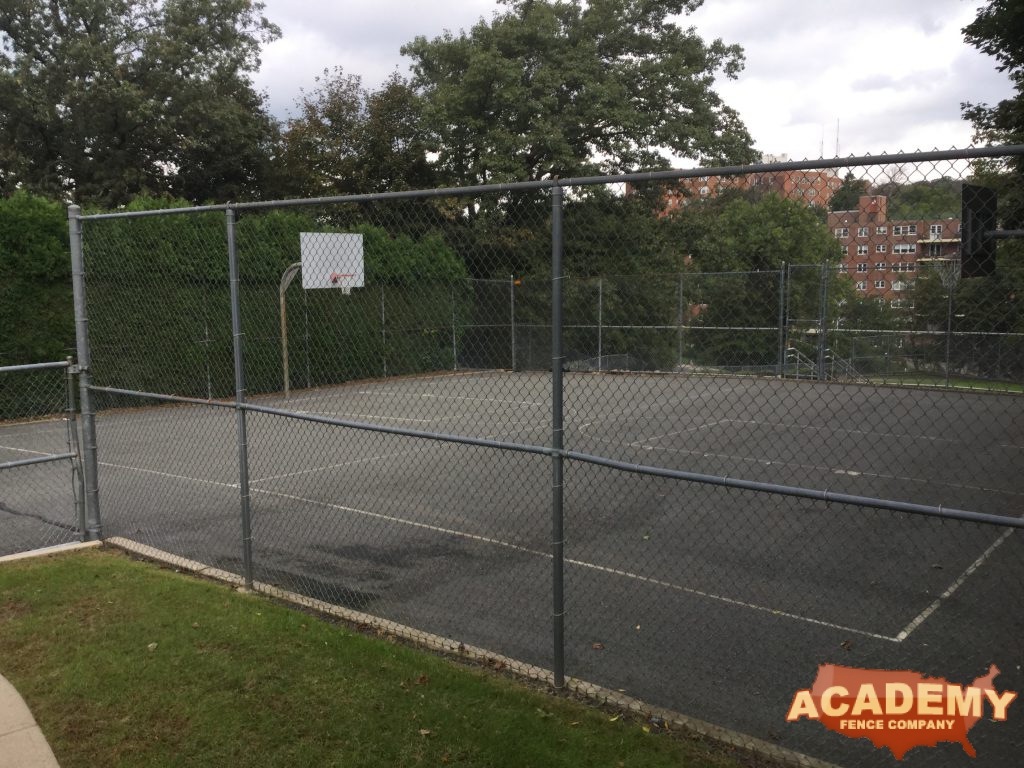 10' Galvanized Chainlink Fence Enclosure for Basketball Court Installation School Playground Academy Fence Company Verona New Jersey