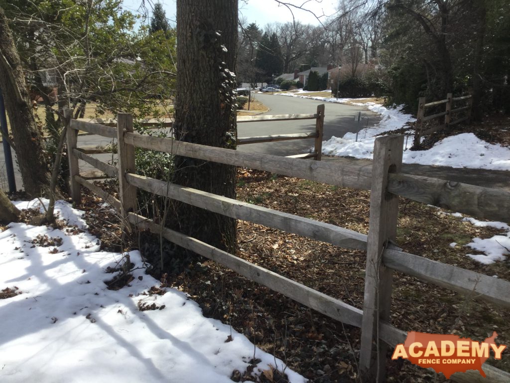 3-Rail rustic split rail partition installed by Academy Fence Company in Nutley, NJ.