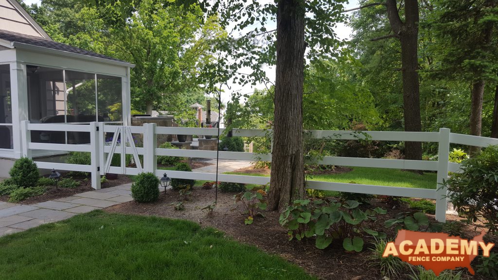 3 Rail White Vinyl Post and Rail Fence certagrain bufftech Installation Academy Fence Company West Orange, Essex County, New Jersey.- Bufftech Certagrain® Texture