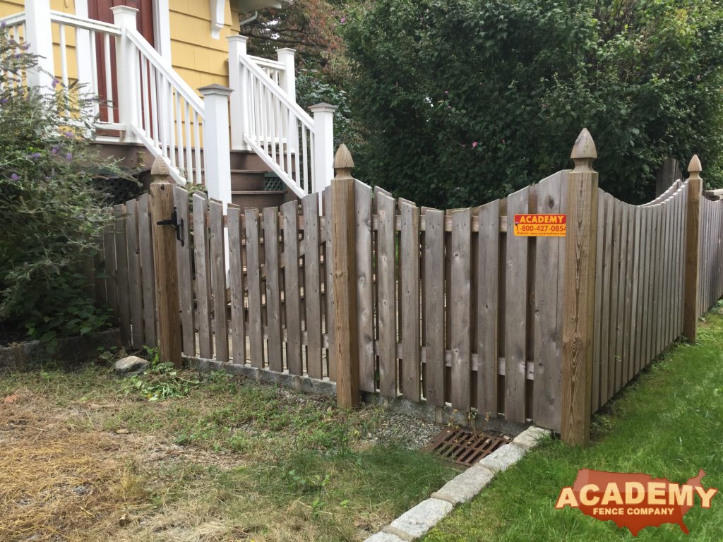 Weathered Cedar Concave Board on Board Fence Installation Academy Fence Company Montclair New Jersey