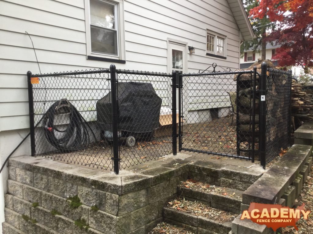 All black Chainlink System 4' Patio fence installation Academy Fence Company Residential Verona New Jersey