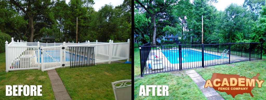 4' High aluminum pool fence re-install by Academy Fence Company in Montclair, NJ - Essex County