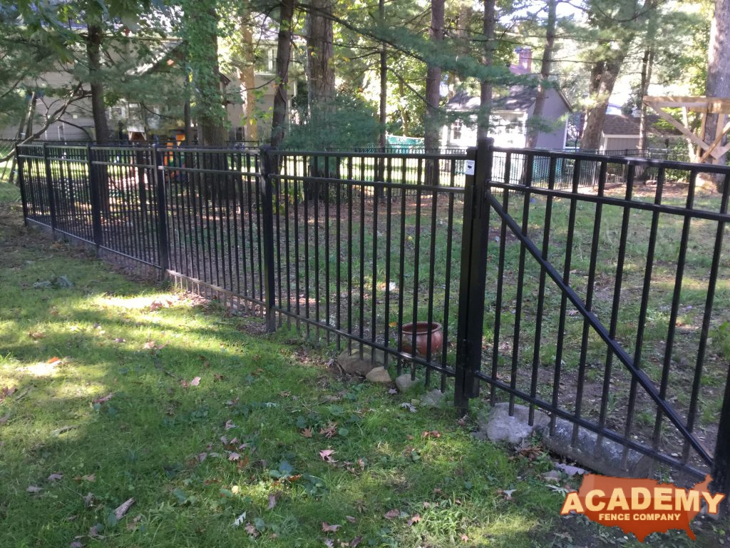 4' Black Ornamental Decorative Aluminum Picket Metal Fence Perimeter Fence Installation Livingston New Jersey Essex County Residential