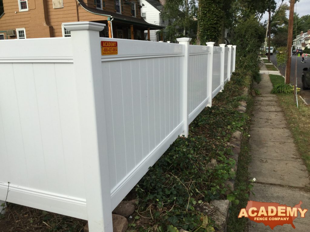 4' Solid White Vinyl PVC Fence Installation Residential Academy Fence Company West Orange New Jersey