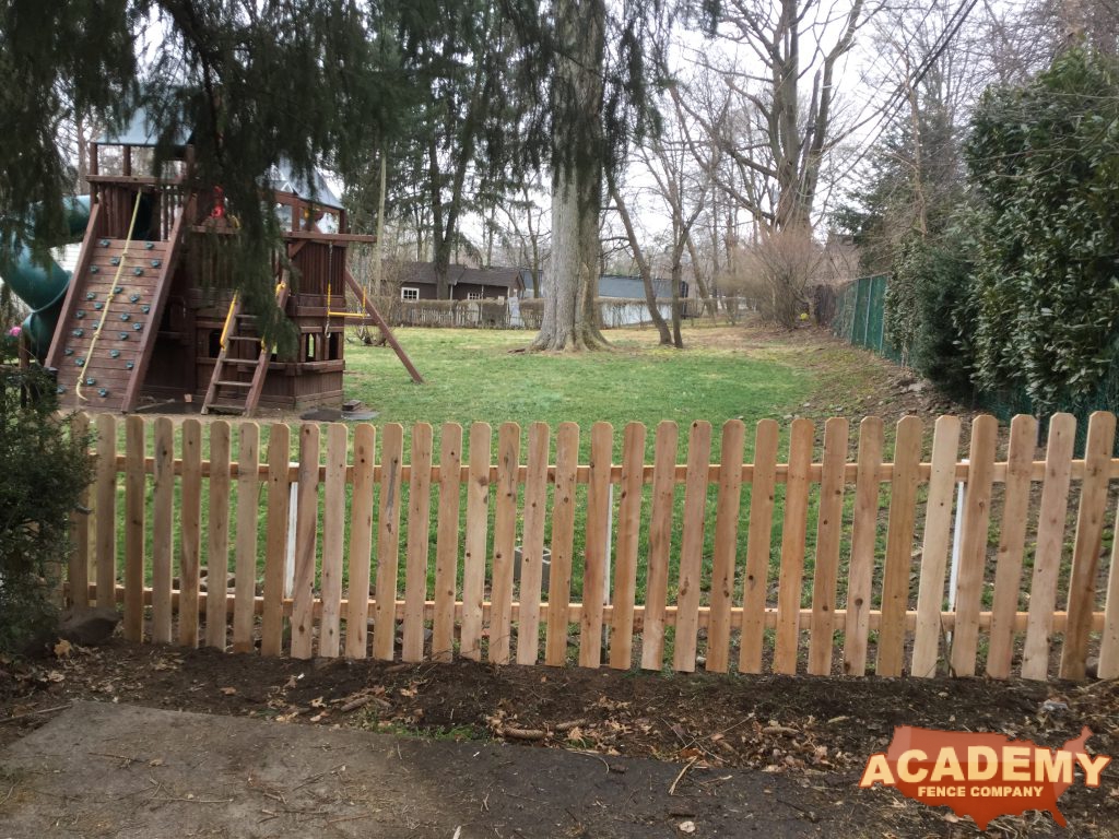 This is a 4' spaced picket wood fence installed in Glen ridge, Essex County, NJ.