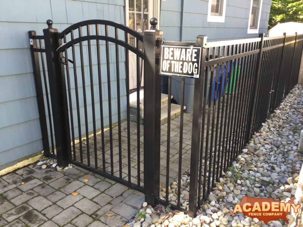 Black Aluminum Pool Code Fence Installation Residential Arched Gate Livingston New Jersey Essex County Academy Fence Company