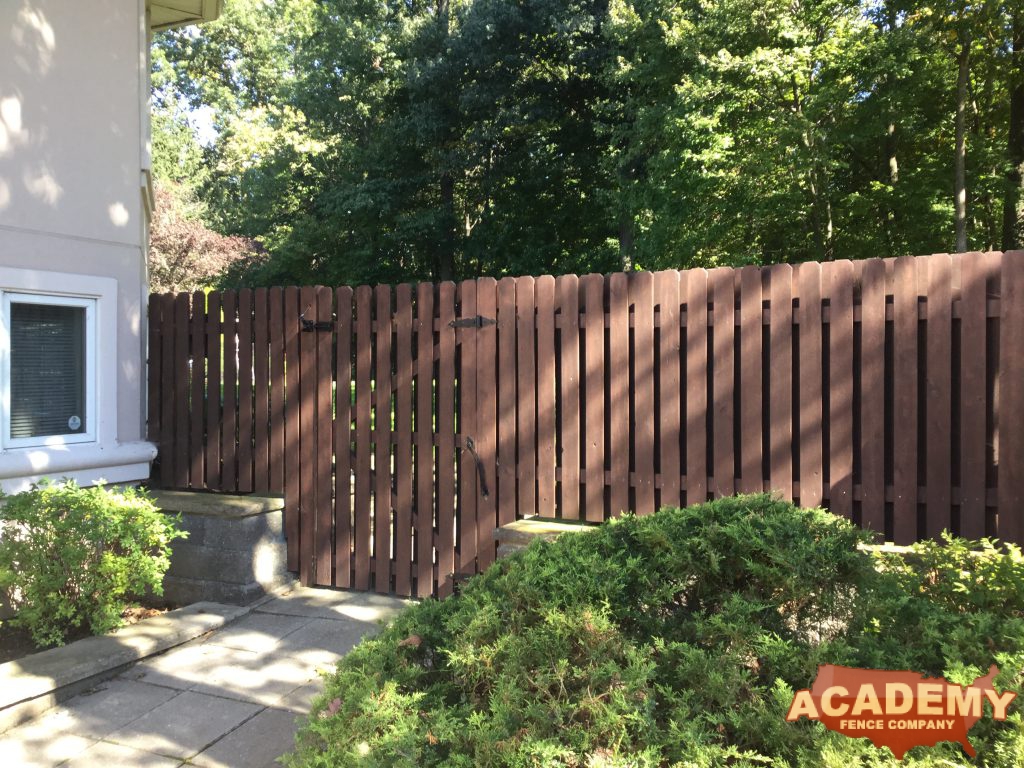 Painted Cedar wood Board On Board Fence Residential Installation Academy Fence Company Livingston New Jersey Essex county