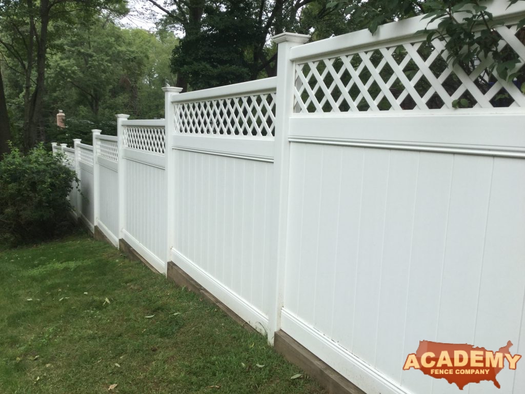 Residential White Vinyl PVC Fence Lattice-top Chesterfield Bufftech Academy Fence Company Installation Essex County Millburn New Jersey