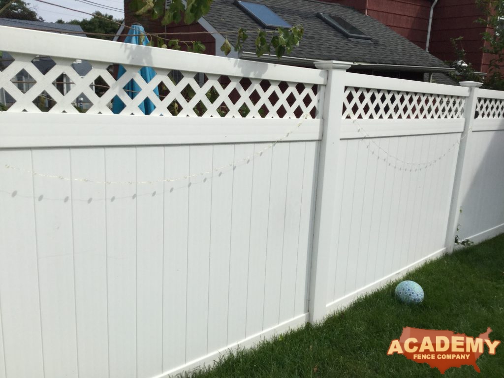 6' White Lattice-top Vinyl PVC Fence Installation Residential Academy Fence Company Nutley New Jersey