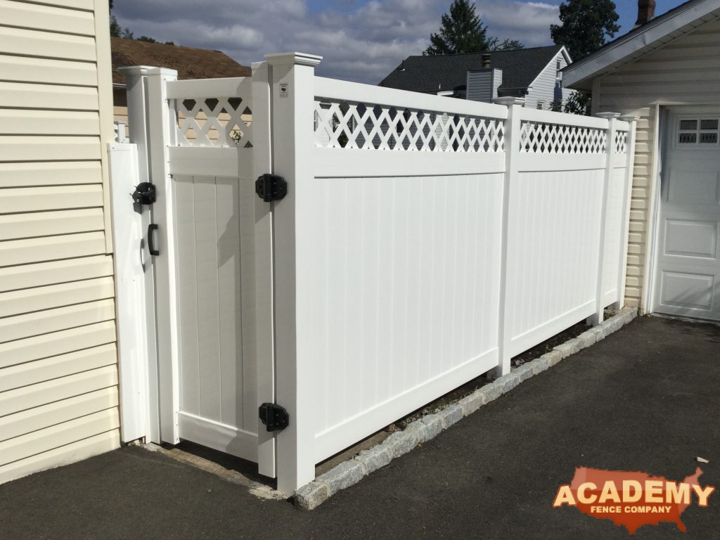 6' White Lattice Top PVC Vinyl Fence Installation Academy Fence Company Belleville New Jersey