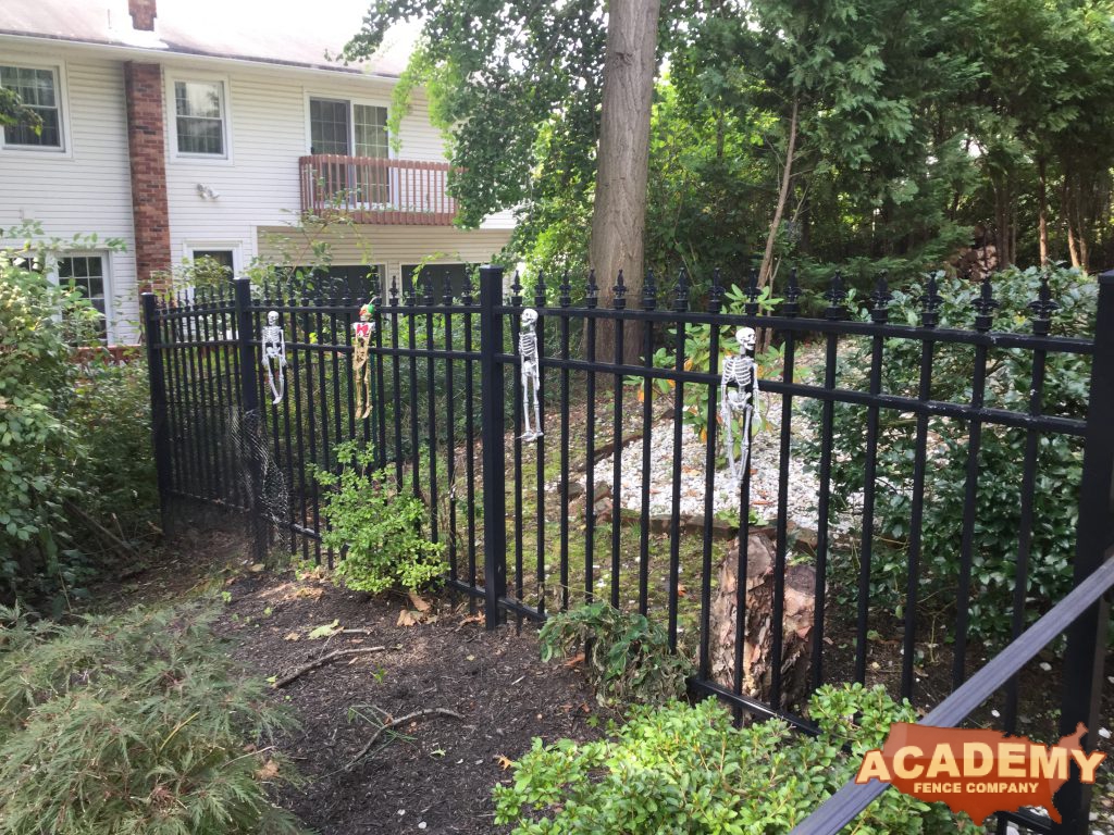 Ornamental Decorative Black Aluminum Picket Fence Installation Academy Fence Company Verona New Jersey finials