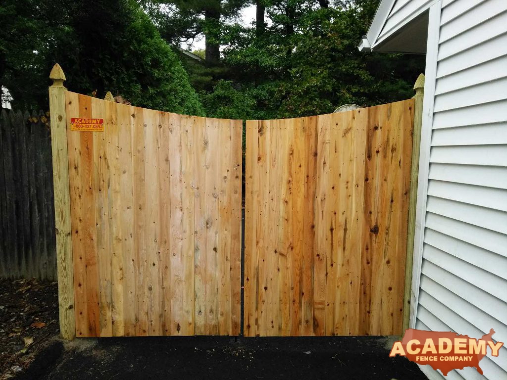 Cedar Driveway Gate Residential Installation Academy Fence Company Bloomfield New Jersey Concave Privacy