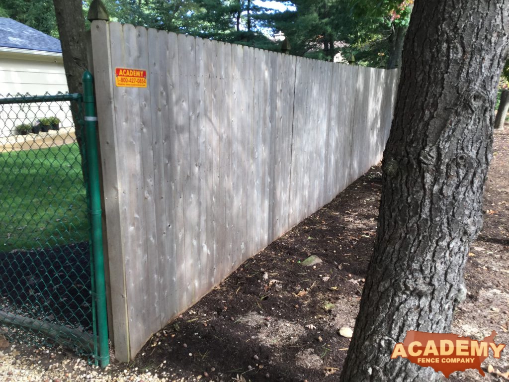 6' Weathered Solid Board Cedar Residential Fence Installation Academy Fence Company West Caldwell New Jersey