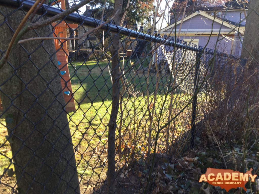 All Black Chainlink Backyard Fence Glen Ridge NJ