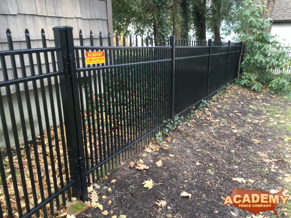 Custom Double Picket Black Aluminum Residential Fence Installation Academy Fence Company Glen Ridge NJ price quote estimate