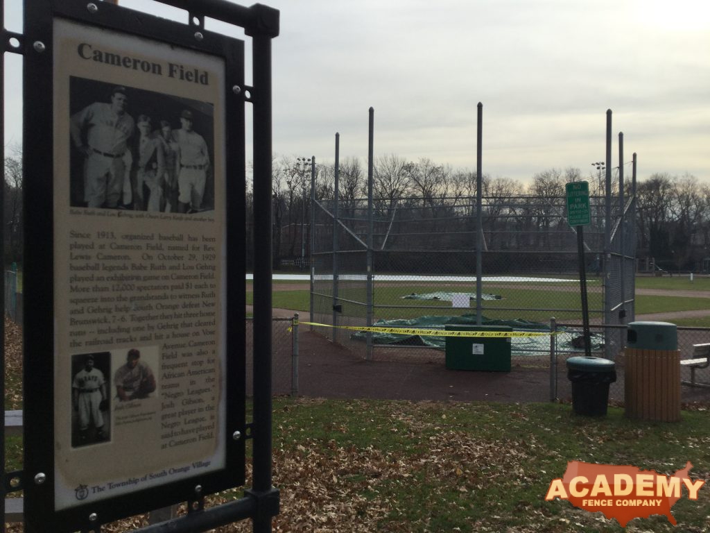 Babe Ruth Baseball Backstop Cameron Field South Orange NJ