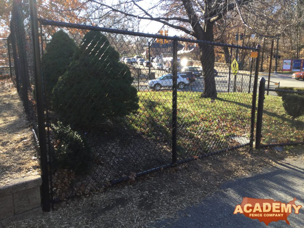 All Black Chainlink School Fence Residential Commercial Installation Academy Fence Company NJ Glen Ridge