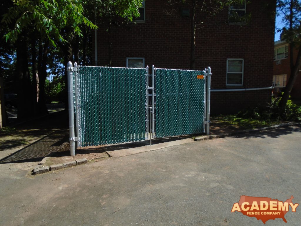 Chain link Fence with Double Gate for Garbage Enclosure - East Orange - Essex County