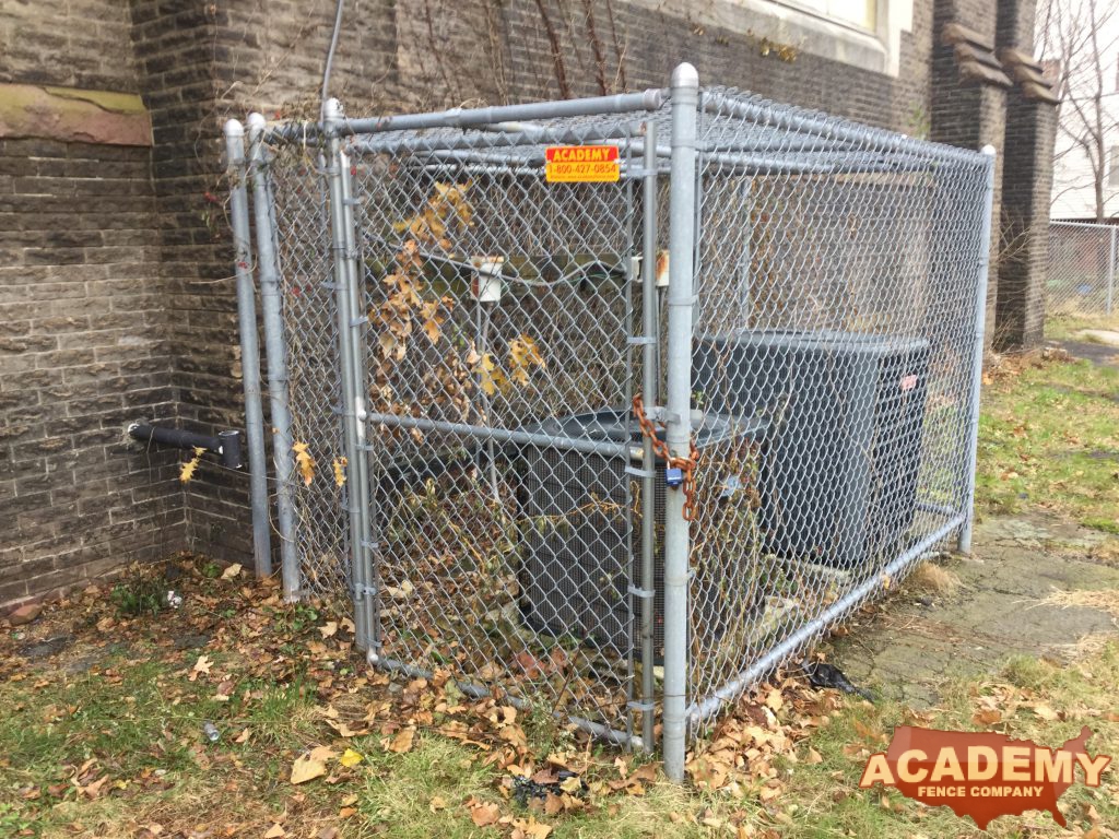 Commercial Galvanized Chainlink Utility Enclosure Fence Installation Academy Fence Company Newark NJ