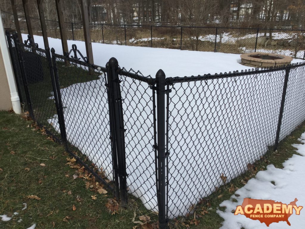 4' Black Vinyl-Coated Chainlink Fence Installation Academy Fence residential Installation Cedar Grove Essex County New Jersey