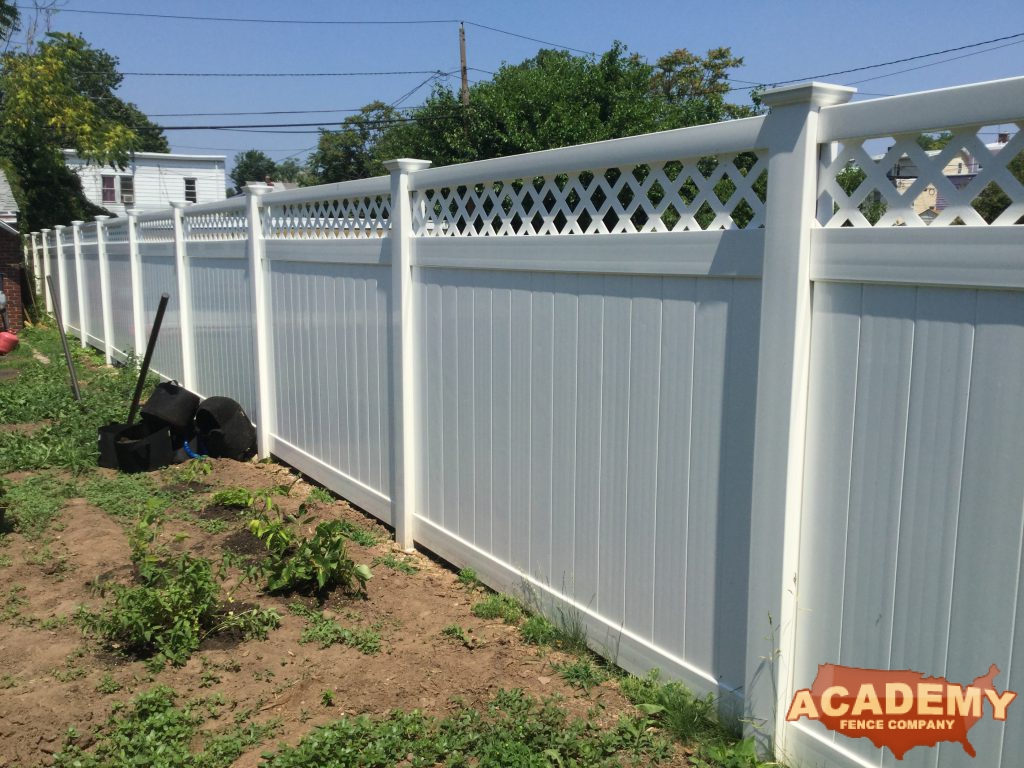 72" White Vinyl Lattice Top Residential Fence Installation Academy Fencce East Orange NJ Essex County NJ