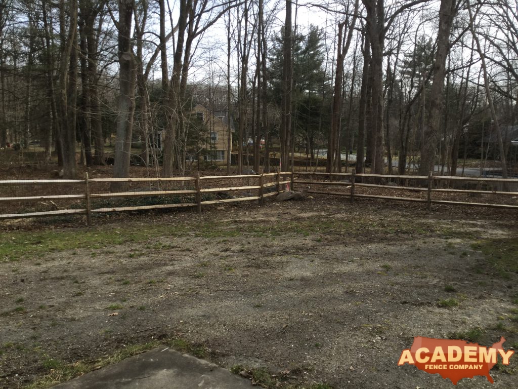 Post and rail with welded wire mesh attached, installed by Academy Fence Company in Montclair, NJ - Essex County.