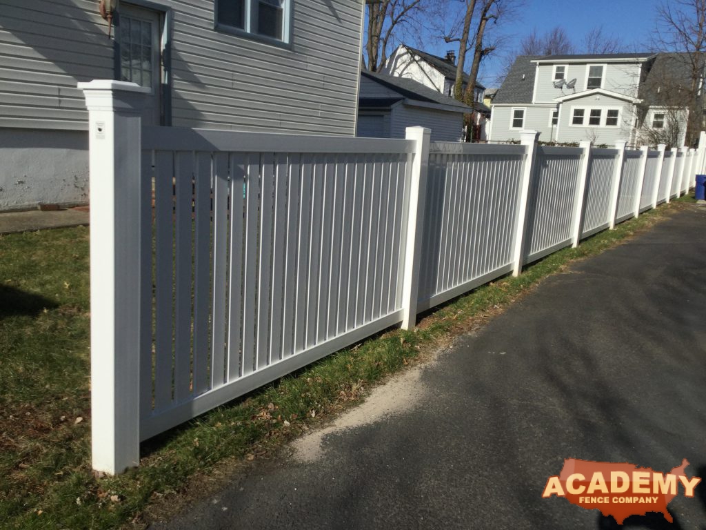 4' semi-private white pvc fence installed in Maplewood, NJ by Academy Fence Company