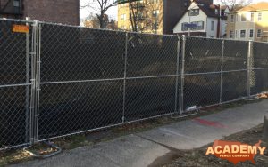 6' temporary chainlink construction fence panels installed by Academy Fence Company in Bloomfield, NJ.