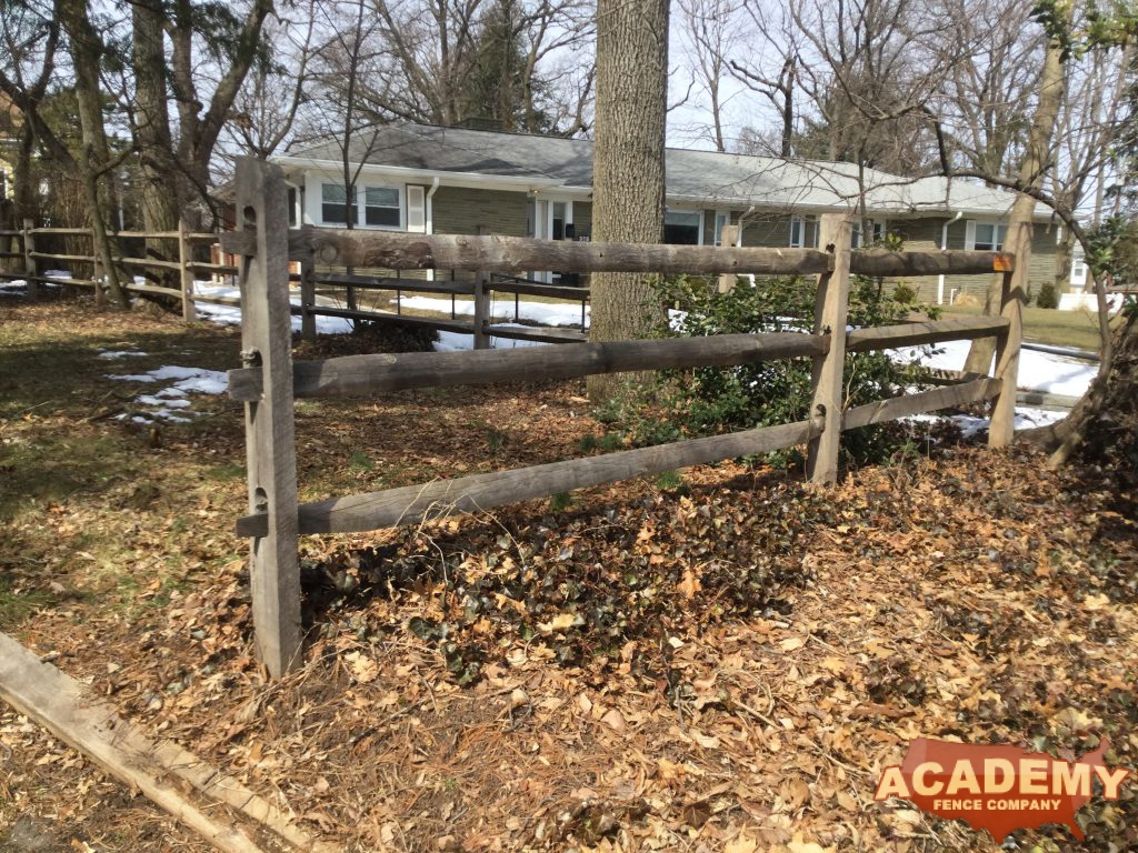 3-Rail rustic split rail partition installed by Academy Fence Company in Chatham Borough, NJ.