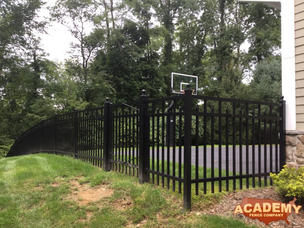 Industrial heavy duty Aluminum 1" square picket Decorative Fence Installation Academy Fence Company Mendham Morris County New Jersey Residential