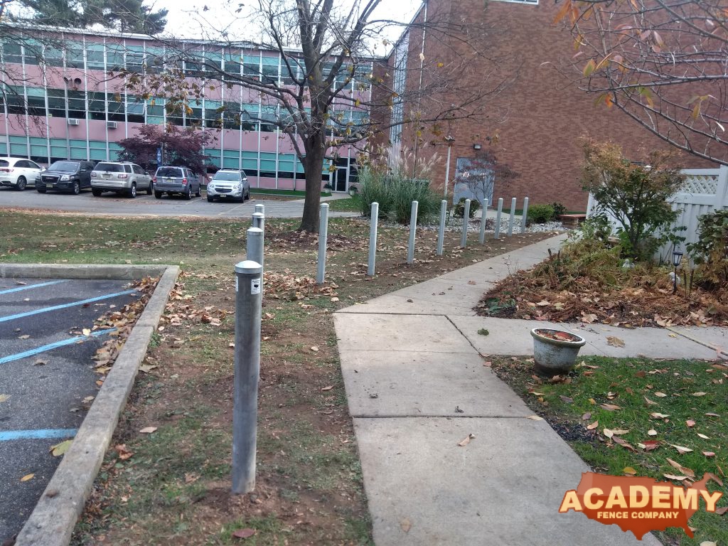 Bollards Heavy Duty Bumper Poles Parking Lot Playground Safety Commercial Installation Academy Fence Company Felician University Rutherford, Bergen County, New Jersey