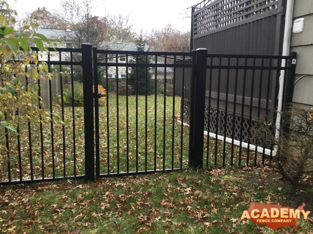 Black aluminum picket fence windsor jerith gate