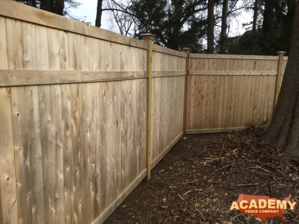 6 Foot Cedar Wood Privacy Fence installed by Academy Fence Company in Mendham township, NJ.