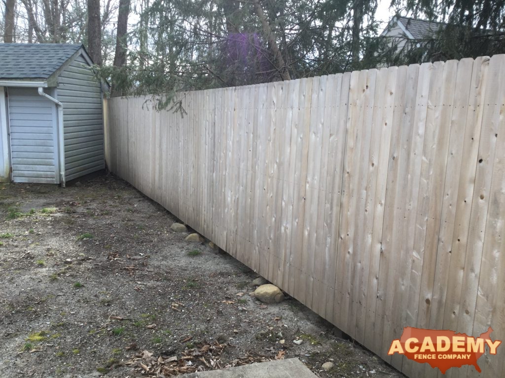 6 Foot Cedar Wood Privacy Fence installed by Academy Fence Company in Parsippany-Troy Hills, NJ.