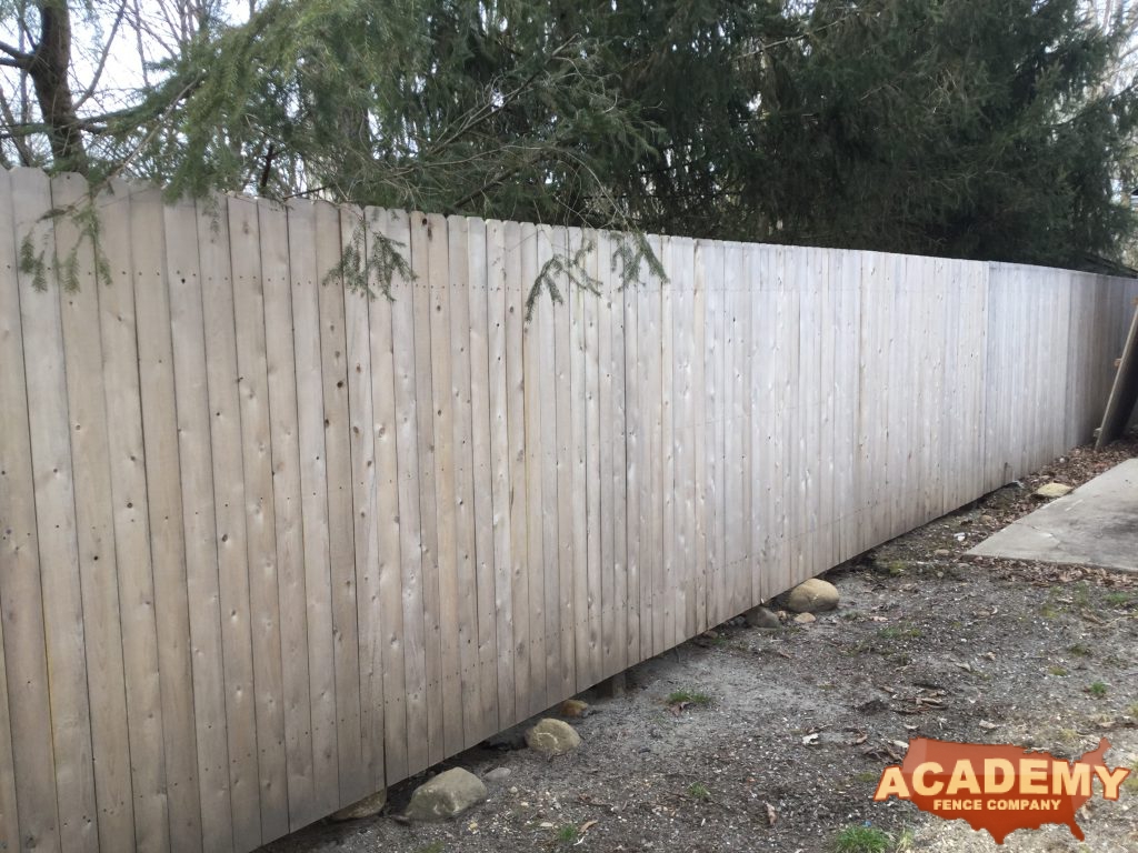 We install this 6′ high wood privacy fence in Washington Township, Morris County, NJ.