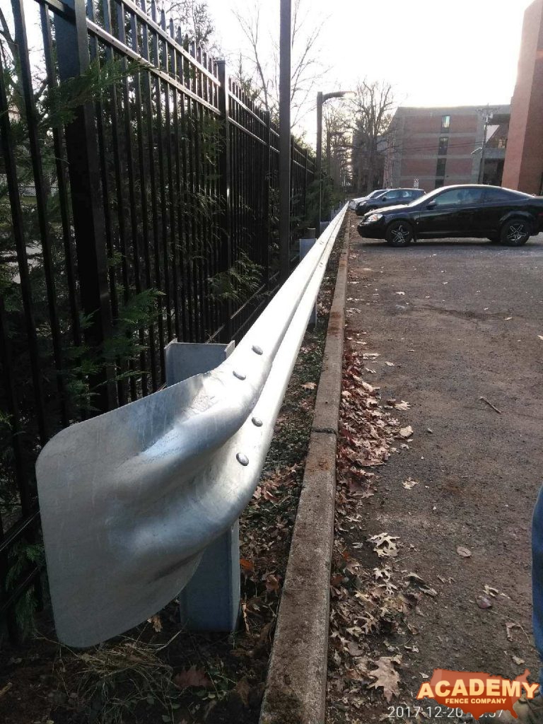 Guardrail Ornamental Aluminum Fence Installation School Parking Lot Academy Fence Company Rutherford New Jersey Bergen County