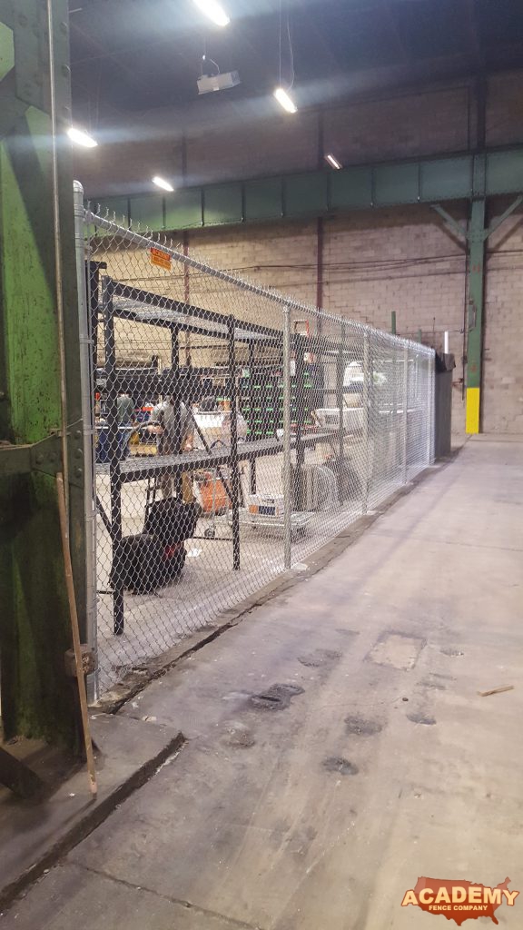 8' high indoor security chain link fence installed by Academy Fence Company in Clifton NJ.