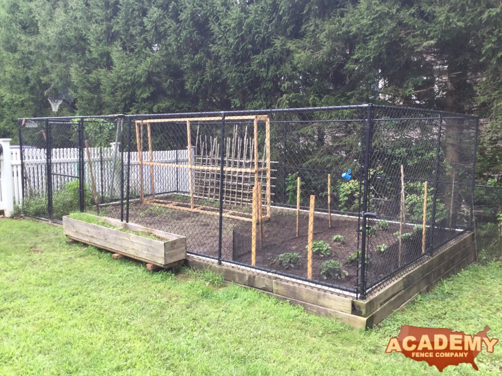 Residential Vinyl Garden Fence Enclosure Residential Chainlink Fence Installation Academy Fence Company Mendham Borough Morris County New Jersey