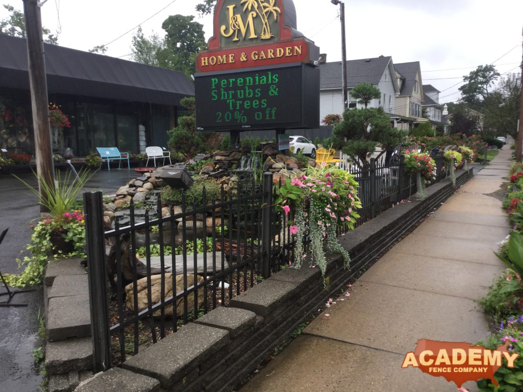 Yard Garden Center Aluminum Fence Installation Academy Fence Company Madison, Morris County, New Jersey bronze color