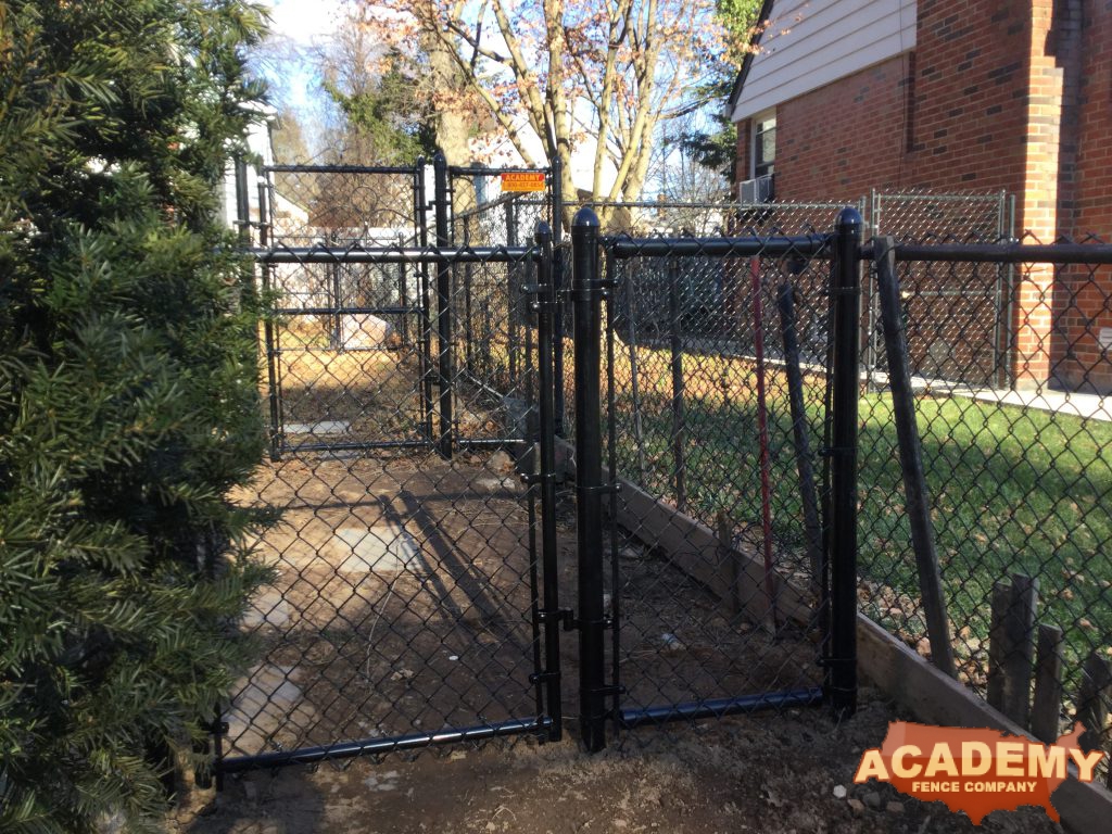 All Black Chainlink Dog Run Enclosure Residential Fence Installation Englewood NJ Academy Fence Company