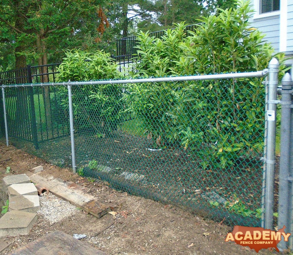 Green chain link fence (pool code) installed by Academy Fence Company in Madison, NJ - Morris County