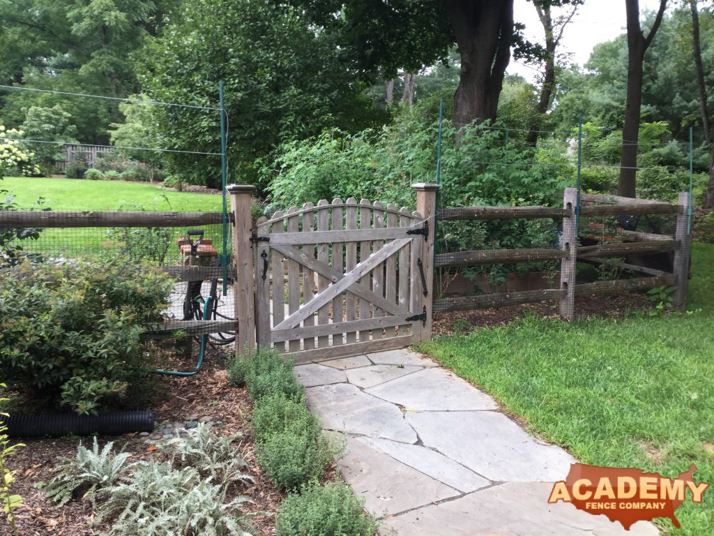 Farm Fence Rustic Split Rail Post and Rail Vinyl Coated Welded Wire Fence Knock-in Posts Fence Installation Academy Fence Company Residential Mendham Borough Morris County New Jersey