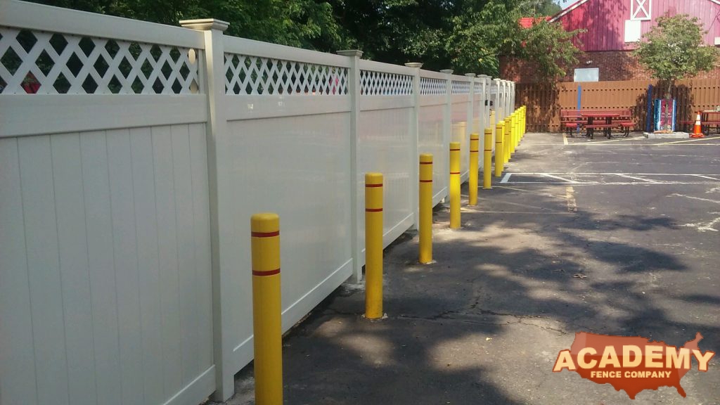 Playground Fence residential tan Vinyl PVC Academy Fence Company Installation Plainfield Union County New Jersey