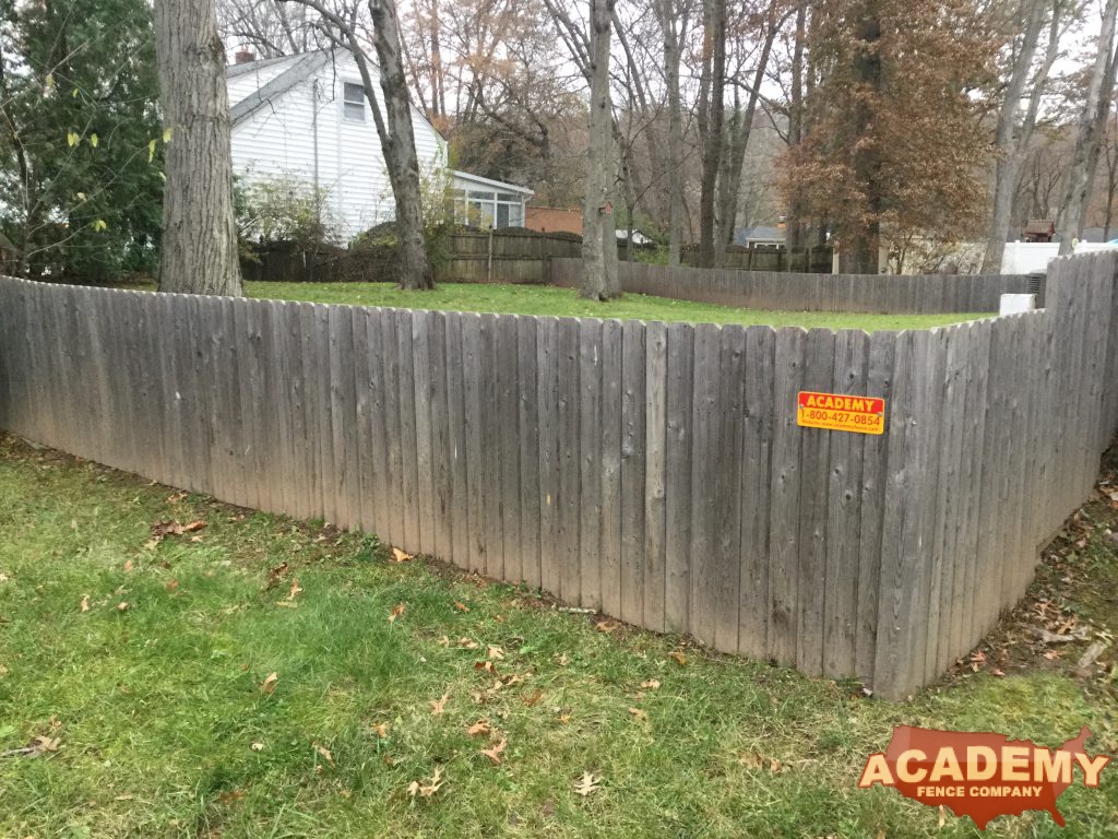 Weathered Cedar Solid Board Fence Panel Installation Academy Fence Company Residential New Providence New Jersey