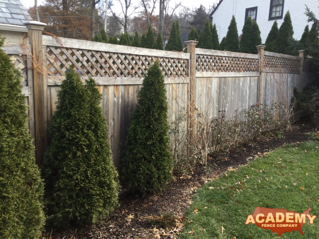 Weathered Cedar Lattice Top Fence Privacy summit NJ warm weathered old charming white cedar