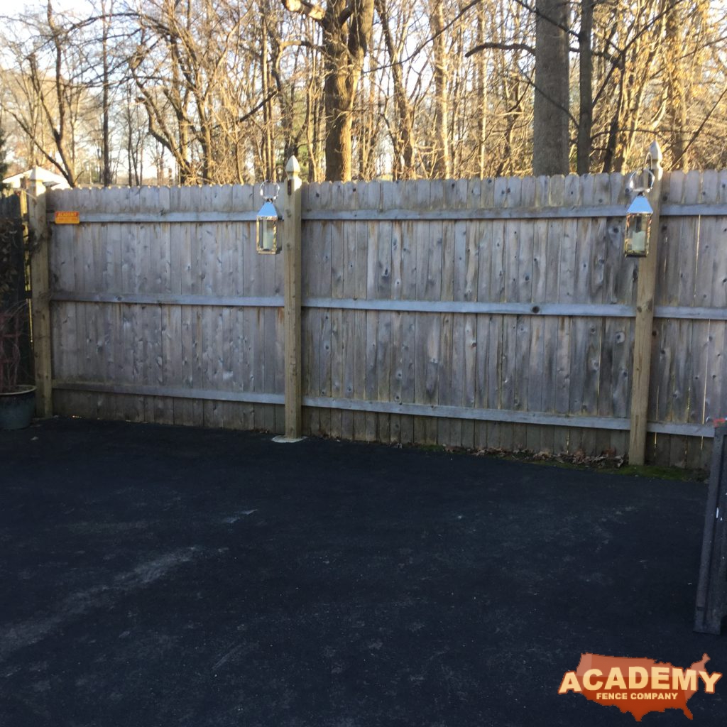 Weathered Cedar Wood Privacy Fence Residential Installation Academy Fence Company Morris Plains NJ