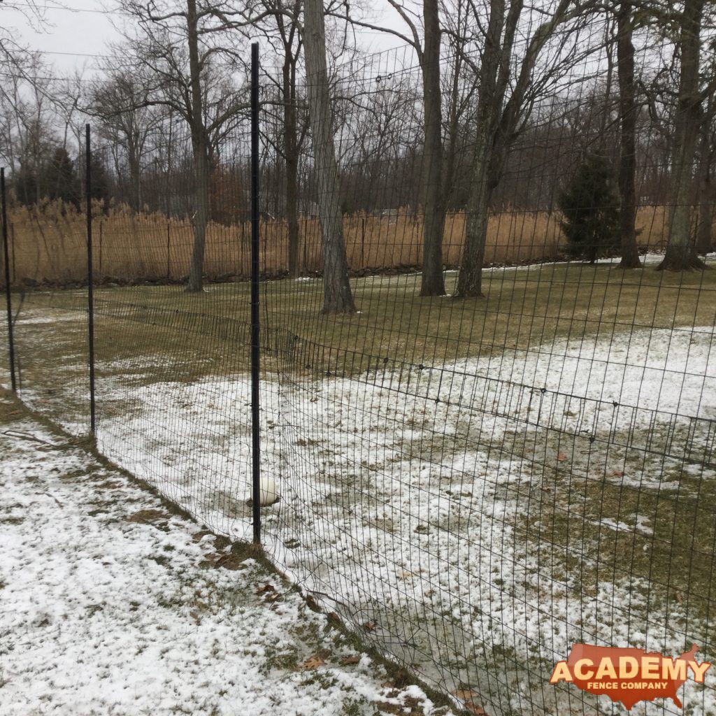 8' Black Welded Wire Mesh Deer Fence installed by Academy Fence Company in Mendham Township, NJ.