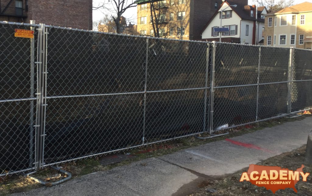 6' temporary chain link construction fence panels installed by Academy Fence Company in Chester Township, NJ.