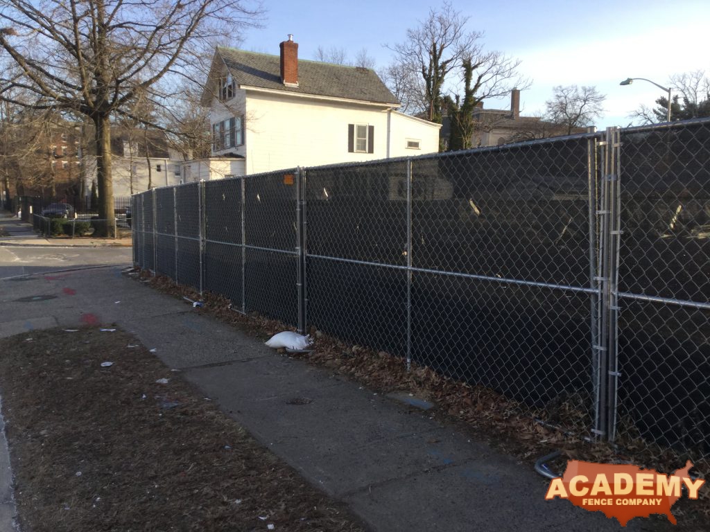 6' temporary chainlink construction fence panels installed by Academy Fence Company in Manasquan, NJ.