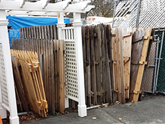 used, discounted and cheap fence material in stock. wood sections, chain link material, pipes, gates and posts.